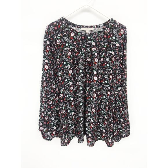 Loft Plus Womens Floral Blouse Peasant Blouse Long Sleeve Size 26 - Picture 2 of 5